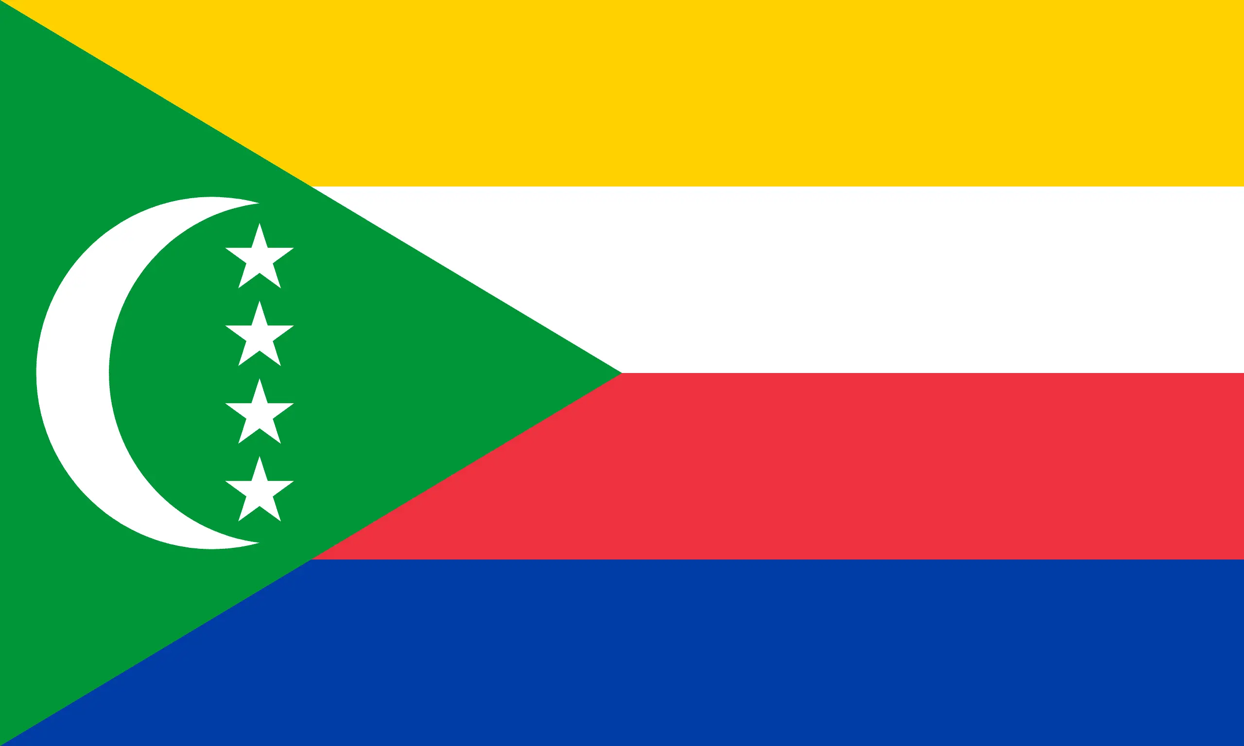Drapeau Comores brodé - Écusson drapeau Comores Made in France