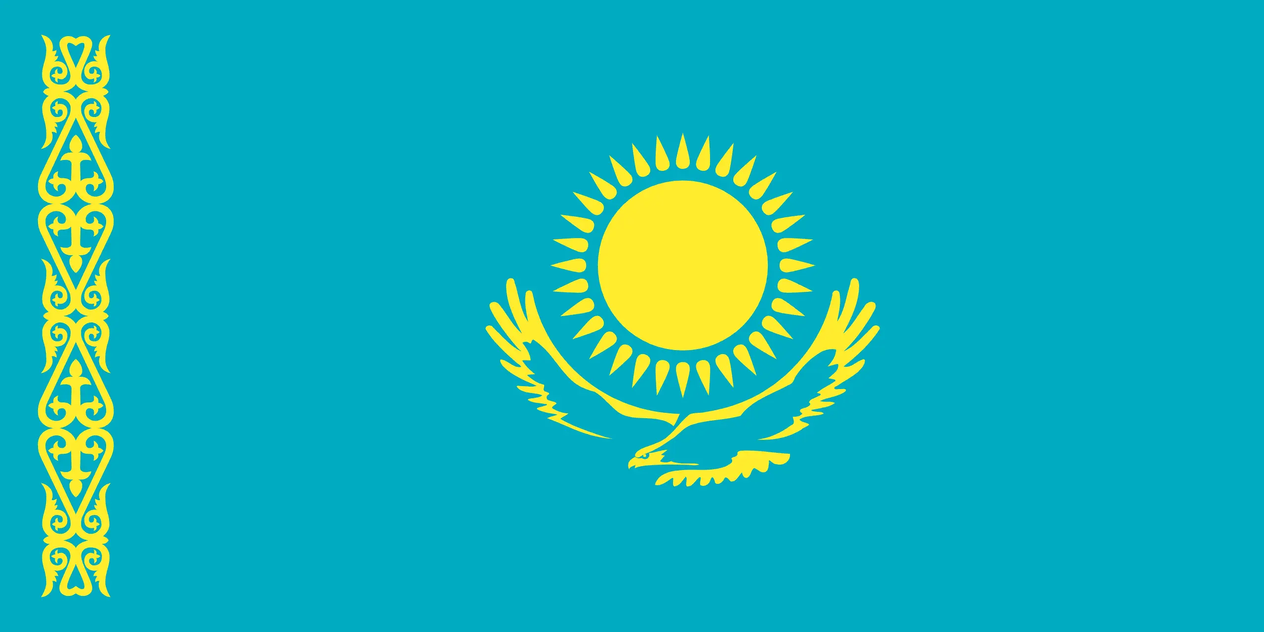 Drapeau Kazakhstan brodé - Écusson drapeau Kazakhstan Made in France