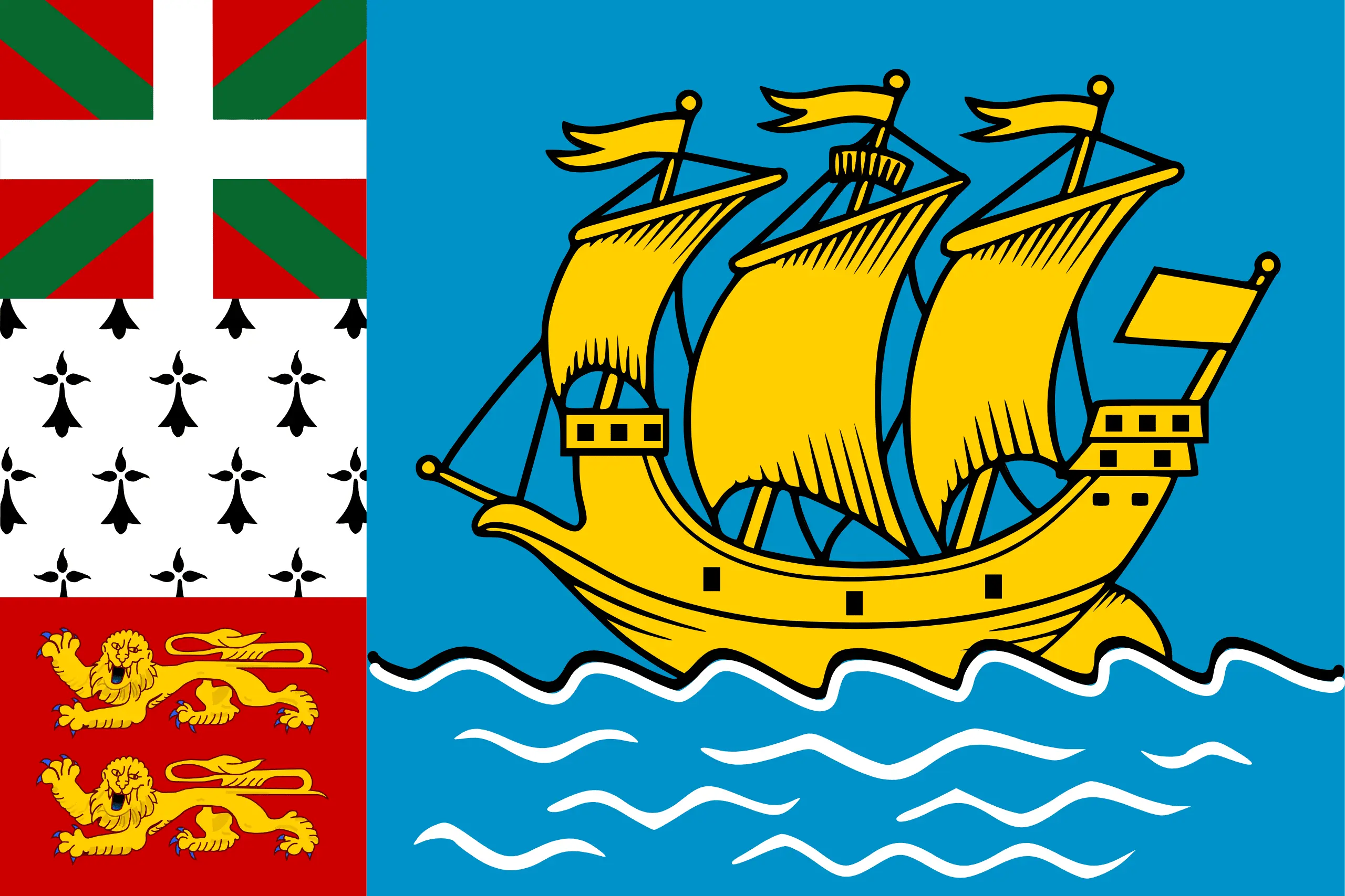 Drapeau Saint-Pierre-et-Miquelon brodé - Écusson drapeau Saint-Pierre-et-Miquelon Made in France