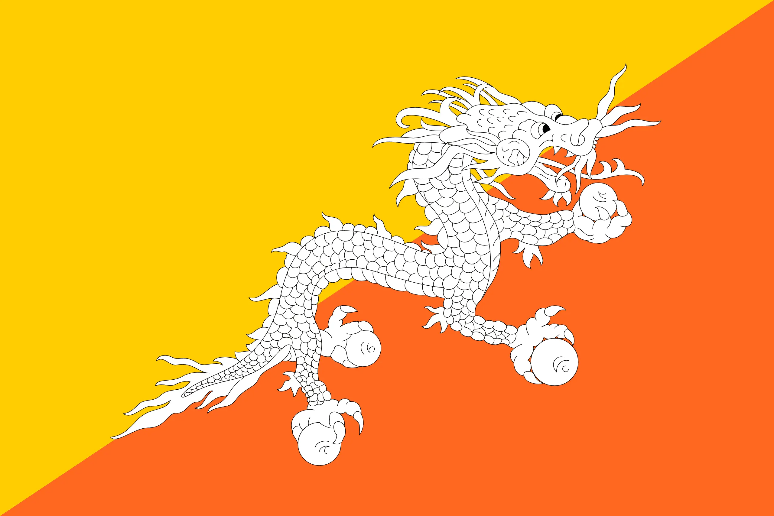 Drapeau Bhoutan brodé - Écusson drapeau Bhoutan Made in France