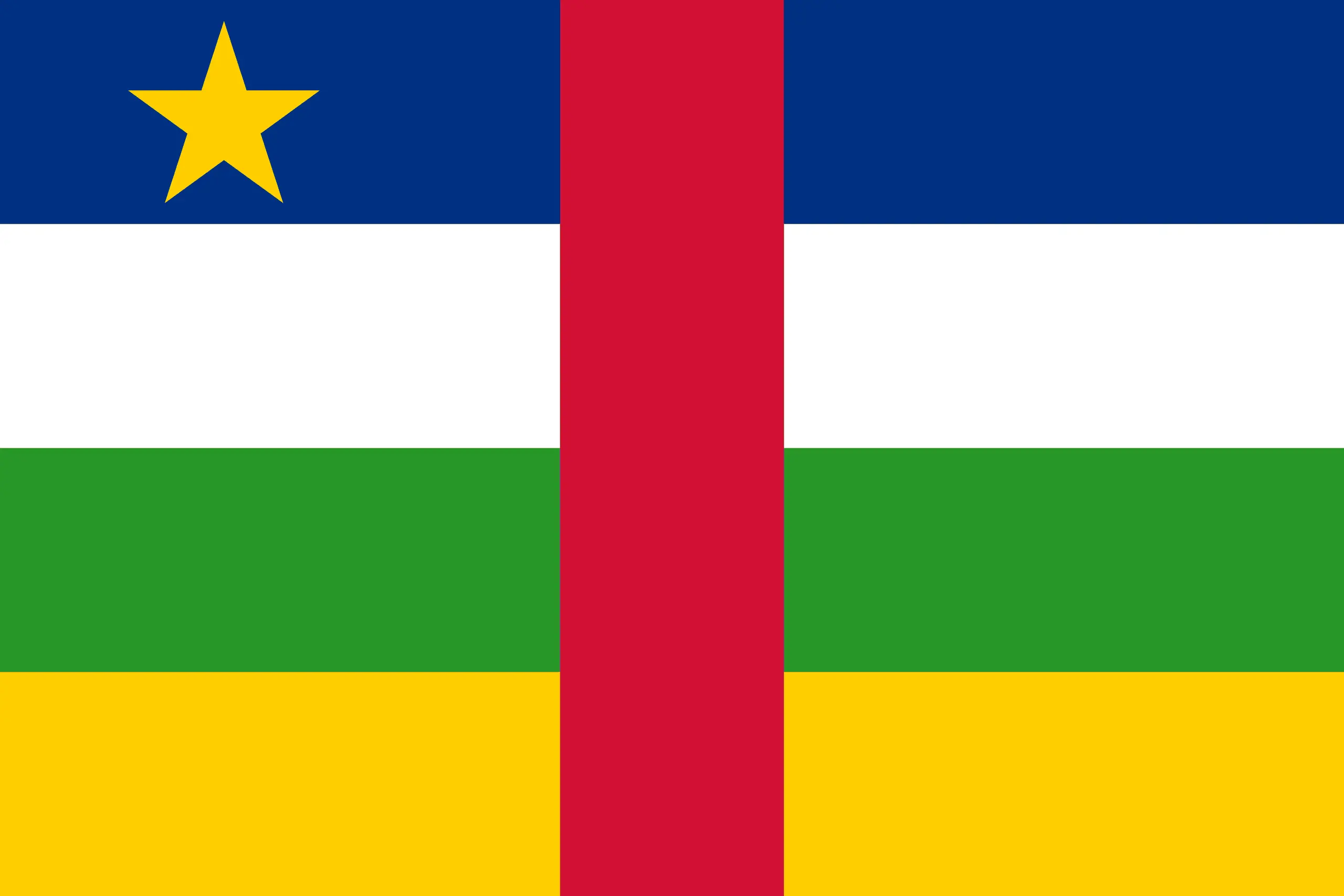 Drapeau République centrafricaine brodé - Écusson drapeau République centrafricaine Made in France