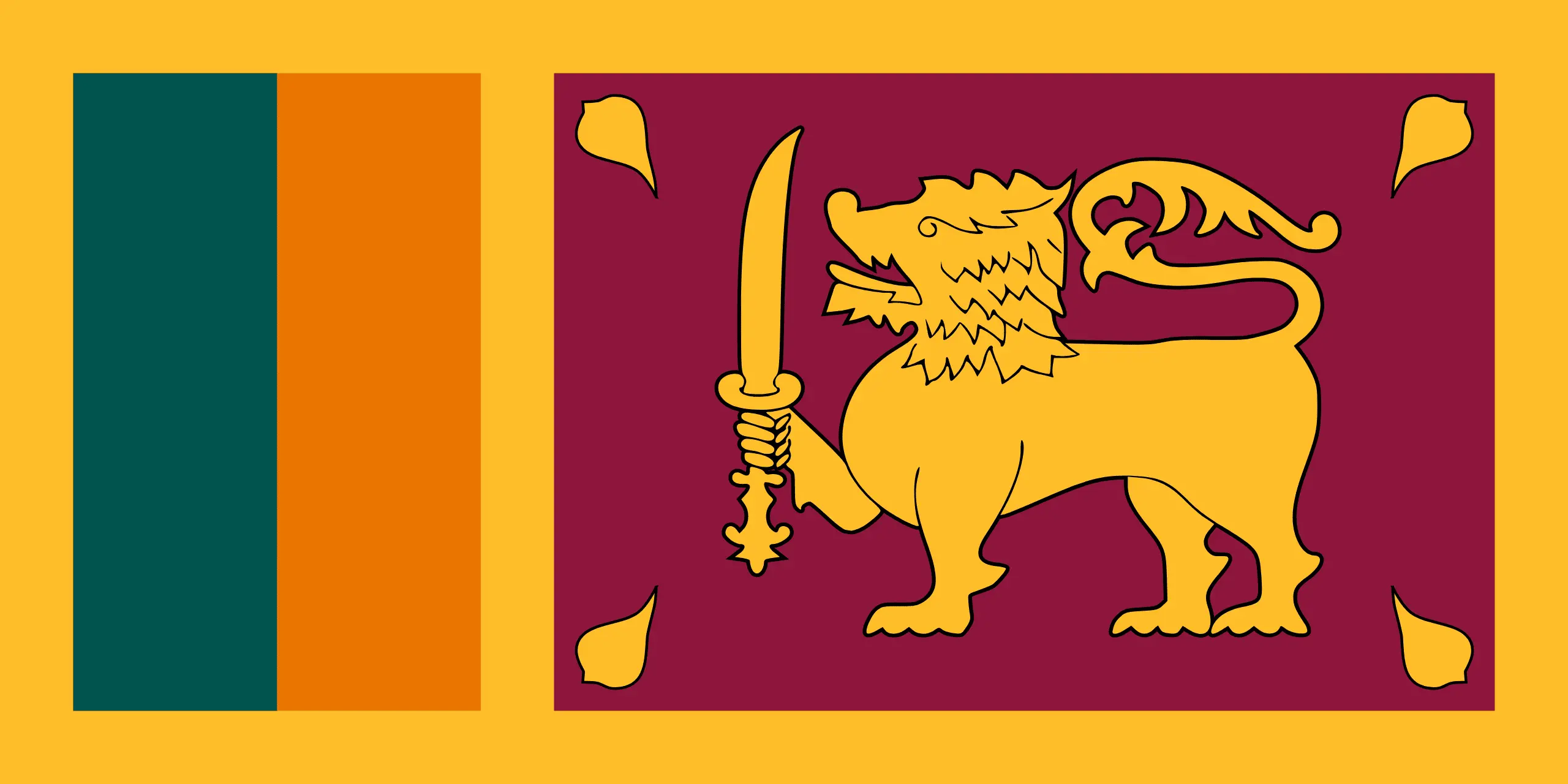 Drapeau Sri Lanka brodé - Écusson drapeau Sri Lanka Made in France