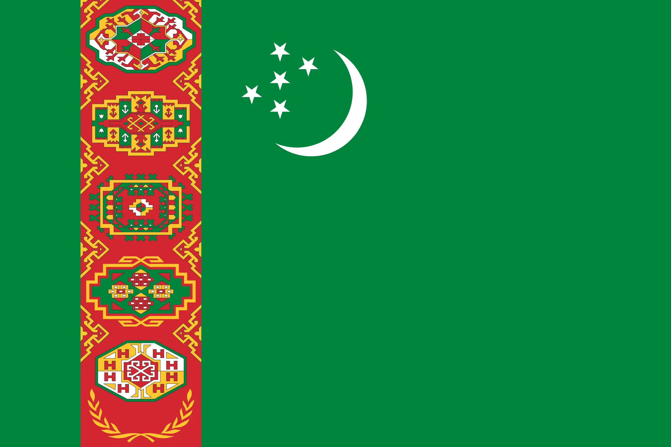 Drapeau Turkménistan brodé - Écusson drapeau Turkménistan Made in France